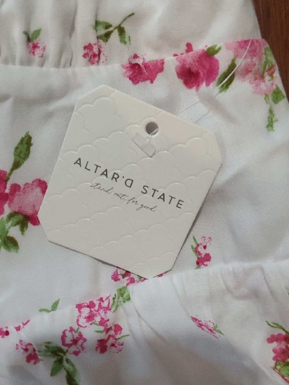 Altar'd State NWT White Tiered Maxi Dress Pink and Green Floral Print XL Summer - Picture 3 of 10